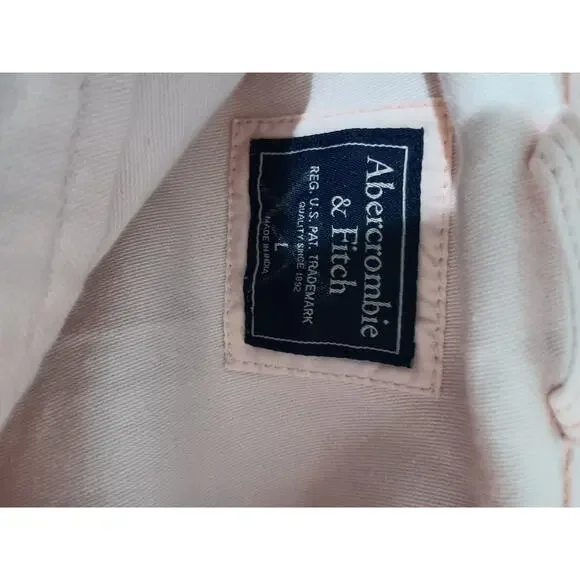 Abercrombie & Fitch Pink Denim Trucker jacket raw hem size Large - Picture 4 of 4